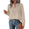 image:imageWIHOLL Womens Tops Lace Long Sleeve Tops for Women Boho V Neck Blouses01  Apricot