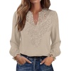 image:imageWIHOLL Womens Tops Lace Long Sleeve Tops for Women Boho V Neck Blouses01  Apricot
