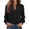 image:imageWIHOLL Womens Tops Lace Long Sleeve Tops for Women Boho V Neck Blouses01  Black