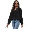 image:imageWIHOLL Womens Tops Lace Long Sleeve Tops for Women Boho V Neck Blouses01  Black