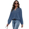 image:imageWIHOLL Womens Tops Lace Long Sleeve Tops for Women Boho V Neck Blouses01  Blue