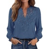 image:imageWIHOLL Womens Tops Lace Long Sleeve Tops for Women Boho V Neck Blouses01  Blue