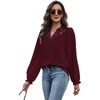 image:imageWIHOLL Womens Tops Lace Long Sleeve Tops for Women Boho V Neck Blouses01  Burgundy