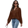 image:imageWIHOLL Womens Tops Lace Long Sleeve Tops for Women Boho V Neck Blouses01  Coffee