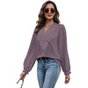 image:imageWIHOLL Womens Tops Lace Long Sleeve Tops for Women Boho V Neck Blouses01  Mocha Grey Purple