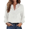 image:imageWIHOLL Womens Tops Lace Long Sleeve Tops for Women Boho V Neck Blouses01  White
