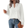 image:imageWIHOLL Womens Tops Lace Long Sleeve Tops for Women Boho V Neck Blouses01  White