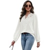 image:imageWIHOLL Womens Tops Lace Long Sleeve Tops for Women Boho V Neck Blouses01  White