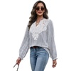 image:imageWIHOLL Womens Tops Lace Long Sleeve Tops for Women Boho V Neck Blouses02  Blue White Stripe