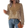 image:imageWIHOLL Womens Tops Lace Long Sleeve Tops for Women Boho V Neck Blouses02  Khaki Floral