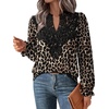 image:imageWIHOLL Womens Tops Lace Long Sleeve Tops for Women Boho V Neck Blouses02  Leopard