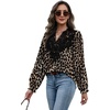 image:imageWIHOLL Womens Tops Lace Long Sleeve Tops for Women Boho V Neck Blouses02  Leopard