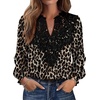 image:imageWIHOLL Womens Tops Lace Long Sleeve Tops for Women Boho V Neck Blouses02  Leopard