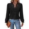 image:imageWIHOLL Womens Tops Lace Long Sleeve Tops for Women Boho V Neck Blouses01  Black