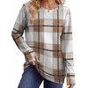 image:imageWIHOLL  Crewneck Sweatshirt  for Women Long Sleeve Shirts Fall OutfitsBrown Plaid