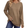 image:imageWIHOLL  Crewneck Sweatshirt  for Women Long Sleeve Shirts Fall OutfitsCoffee