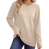 image:imageWIHOLL  Crewneck Sweatshirt  for Women Long Sleeve Shirts Fall OutfitsKhaki