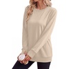 image:imageWIHOLL  Crewneck Sweatshirt  for Women Long Sleeve Shirts Fall OutfitsKhaki