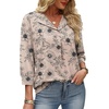 image:imageWIHOLL 34 Length Sleeve Womens Tops Dressy Casual Blouses Summer Spring Trendy Business Outfits Fashion ClothingBeige Floral