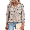 image:imageWIHOLL 34 Length Sleeve Womens Tops Dressy Casual Blouses Summer Spring Trendy Business Outfits Fashion ClothingBeige Floral