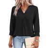 image:imageWIHOLL 34 Length Sleeve Womens Tops Dressy Casual Blouses Summer Spring Trendy Business Outfits Fashion ClothingBlack