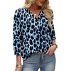image:imageWIHOLL 34 Length Sleeve Womens Tops Dressy Casual Blouses Summer Spring Trendy Business Outfits Fashion ClothingBlue Leopard Print