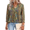 image:imageWIHOLL 34 Length Sleeve Womens Tops Dressy Casual Blouses Summer Spring Trendy Business Outfits Fashion ClothingBoho Print