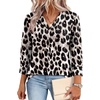 image:imageWIHOLL 34 Length Sleeve Womens Tops Dressy Casual Blouses Summer Spring Trendy Business Outfits Fashion ClothingBrown Leopard Print