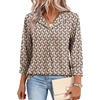 image:imageWIHOLL 34 Length Sleeve Womens Tops Dressy Casual Blouses Summer Spring Trendy Business Outfits Fashion ClothingGeometric