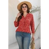 image:imageWIHOLL 34 Length Sleeve Womens Tops Dressy Casual Blouses Summer Spring Trendy Business Outfits Fashion ClothingRed Floral