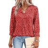 image:imageWIHOLL 34 Length Sleeve Womens Tops Dressy Casual Blouses Summer Spring Trendy Business Outfits Fashion ClothingRed Floral