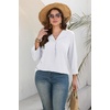 image:imageWIHOLL 34 Length Sleeve Womens Tops Dressy Casual Blouses Summer Spring Trendy Business Outfits Fashion ClothingWhite