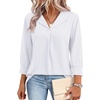 image:imageWIHOLL 34 Length Sleeve Womens Tops Dressy Casual Blouses Summer Spring Trendy Business Outfits Fashion ClothingWhite