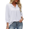image:imageWIHOLL 34 Length Sleeve Womens Tops Dressy Casual Blouses Summer Spring Trendy Business Outfits Fashion ClothingWhite
