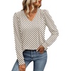 image:imageWIHOLL Blouses for Women Dressy Casual Long Sleeve Shirts Fall FashionBeige Polka Dot