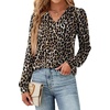 image:imageWIHOLL Blouses for Women Dressy Casual Long Sleeve Shirts Fall FashionBlack Leopard