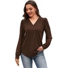 image:imageWIHOLL Blouses for Women Dressy Casual Long Sleeve Shirts Fall FashionBrown