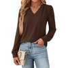 image:imageWIHOLL Blouses for Women Dressy Casual Long Sleeve Shirts Fall FashionBrown