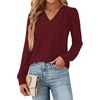 image:imageWIHOLL Blouses for Women Dressy Casual Long Sleeve Shirts Fall FashionBurgundy
