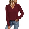 image:imageWIHOLL Blouses for Women Dressy Casual Long Sleeve Shirts Fall FashionBurgundy