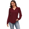 image:imageWIHOLL Blouses for Women Dressy Casual Long Sleeve Shirts Fall FashionBurgundy