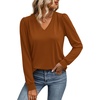 image:imageWIHOLL Blouses for Women Dressy Casual Long Sleeve Shirts Fall FashionCaramel