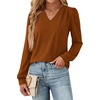 image:imageWIHOLL Blouses for Women Dressy Casual Long Sleeve Shirts Fall FashionCaramel