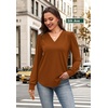 image:imageWIHOLL Blouses for Women Dressy Casual Long Sleeve Shirts Fall FashionCaramel