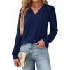 image:imageWIHOLL Blouses for Women Dressy Casual Long Sleeve Shirts Fall FashionNavy Blue