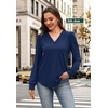 image:imageWIHOLL Blouses for Women Dressy Casual Long Sleeve Shirts Fall FashionNavy Blue