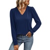 image:imageWIHOLL Blouses for Women Dressy Casual Long Sleeve Shirts Fall FashionNavy Blue