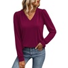 image:imageWIHOLL Blouses for Women Dressy Casual Long Sleeve Shirts Fall FashionPurple Red