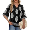 image:imageWIHOLL Boho Tops for Women Summer Spring 34 Sleeve Dressy Fashion V Neck Casual 2026 Business Beach Plus Size Resort BlousesMulti Black