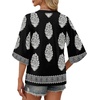 image:imageWIHOLL Boho Tops for Women Summer Spring 34 Sleeve Dressy Fashion V Neck Casual 2026 Business Beach Plus Size Resort BlousesMulti Black